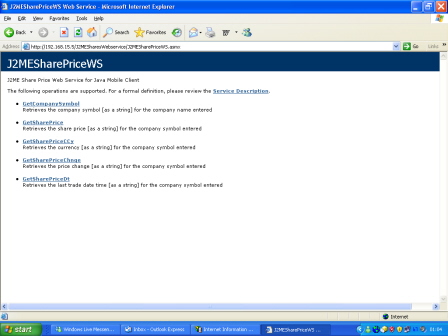 J2ME Share Price Web Service