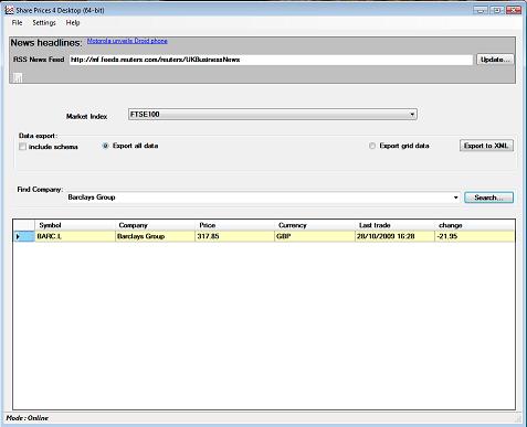 Screenshot showing company search and highlighted result in grid (64-bit)