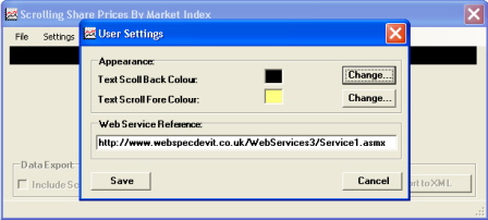 Screenshot of user settings screen