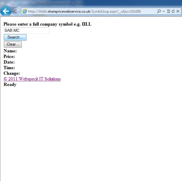 Share Prices 4 Mobile (Web) - Comany Symbol Lookup Pt3