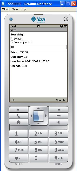 J2ME Search by symbol